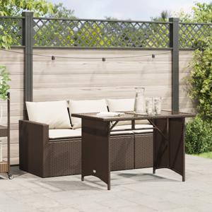 2-delige Tuinset met kussens poly rattan bruin