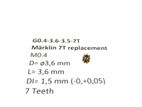 micromotor G0.4-3.6-3.5-7T tandwiel voor Marklin - thumbnail