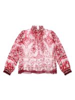 Dolce & Gabbana Kids blouse en soie à imprimé Majolica - Rouge