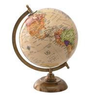 Clayre & Eef Wereldbol 22x30 cm Beige Hout Metaal Globe - thumbnail