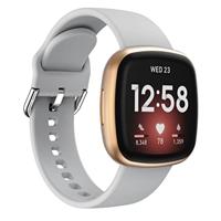 By Qubix - Compatible met Fitbit Versa 3 & 4 / Sense 1 & 2 - Siliconen bandje - Grijs - Compatible fitbit bandje