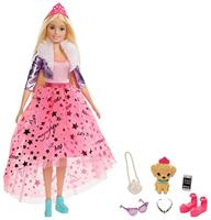 Barbie Princess Adventure Pop in Prinsessenoutfit (Blond, ruim 30 cm); Barbie Pop met Puppy, 2 Paar Schoenen, Diadeem en 4 Accessoires, voor Kinderen van 3 - 7 Jaar