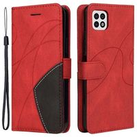 Bi-Color Series Samsung Galaxy A22 5G, Galaxy F42 5G Portemonnee Hoesje - Rood