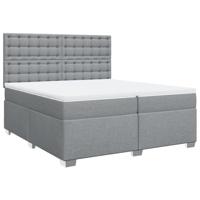 vidaXL Boxspring met matras stof lichtgrijs 200x200 cm, boxspring, ledikant, bedframe, bed, boxspring bed, bedbodem, seniorenbed, senioren bed