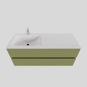 Badkamermeubel Solid Surface BWS Oslo 120x46 cm Links Mat Groen (met 1 kraangat)