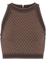 Balmain haut crop à motif en jacquard - Marron - thumbnail