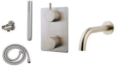 Mueller Round RVS look inbouw badkraan compleet Mueller Round RVS look inbouw badkraan compleet