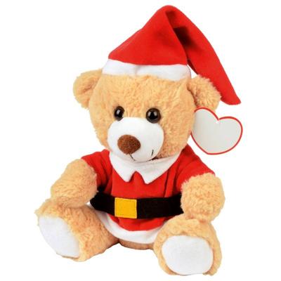 Kerst Knuffel Pluche Beer Lichtbruin Zittend 20 X 19 Cm Speelgoed - Knuffelberen