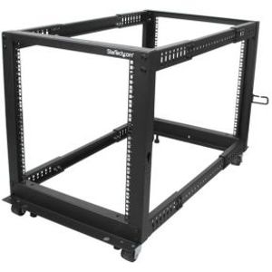 StarTech.com 12U open-frame serverrack met 4 stijlen met verstelbare diepte incl. zwenkwielen/stelpo