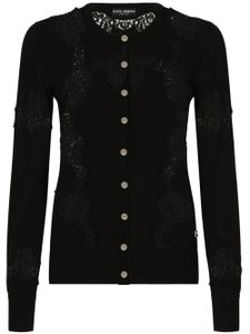 Dolce & Gabbana cardigan en cachemire à empiècements en dentelle - Noir