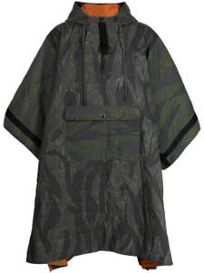 Mostly Heard Rarely Seen camouflage-pattern quilted hooded poncho - Vert