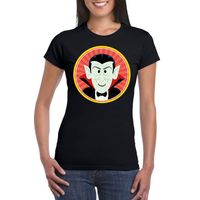 Halloween vampier/Dracula t-shirt zwart dames - thumbnail