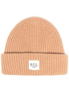 A.P.C. bonnet en maille nervurée - Marron