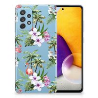 Samsung Galaxy A72 TPU Hoesje Flamingo Palms - thumbnail