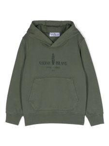 Stone Island Junior hoodie en coton à logo imprimé - Vert