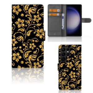 Samsung Galaxy S23 Ultra Hoesje Gouden Bloemen