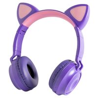 Draadloze Kinderkoptelefoon met Kattenoortjes - paars - roze