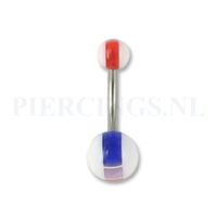 Navelpiercing acryl wit rood wit blauw - thumbnail