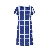 Cassis geruite A-lijn jurk blauw/wit