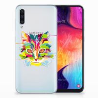 Samsung Galaxy A50 Telefoonhoesje met Naam Cat Color - thumbnail