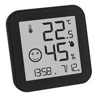 TFA Dostmann Digitale thermo-hygrometer Black & White, 30.5054.01, E-Ink display, binnentemperatuur, luchtvochtigheid, maximale min-waarden, tijd en datum, zwart