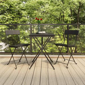 Bistrostoelen inklapbaar 2 st poly rattan en staal zwart