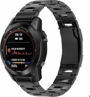 By Qubix - Titanium schakelband - Zwart - Compatible met Garmin Instinct 3 / Instinct E - 45mm - Compatible Garmin bandje - Bandbreedte: 22mm