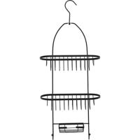 Gebor - Doucherek – Douche Caddy – Met 2 Douchemandjes – Zeephouder – Zwart – Metaal – Boren Niet Nodig –