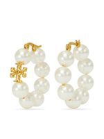 Tory Burch boucles d'oreilles Kira serties de perles - Blanc