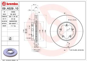 Remschijf BREMBO, Remschijftype: Binnen geventileerd, u.a. für Ford