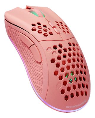 DELTACO GAMING PM80 Gaming-muis Radiografisch Optisch Pink 7 Toetsen 4800 dpi Verlicht, Oplaadbaar