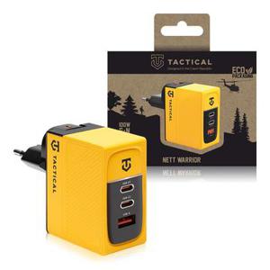 Tactical Nett Warrior GaN 100W Wandoplader - 2x PD3.0 USB-C, QC3.0 USB-A - Geel