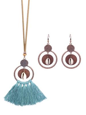 3PC Retro Stijl Vakantie Vrije tijd Geometrisch Hol Kwast oorbellen Halsketting Set