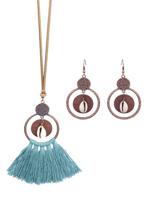 3PC Retro Stijl Vakantie Vrije tijd Geometrisch Hol Kwast oorbellen Halsketting Set