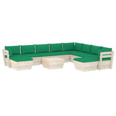 vidaXL 11-delige Loungeset met kussens pallet vurenhout