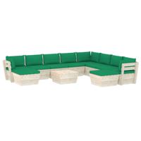 vidaXL 11-delige Loungeset met kussens pallet vurenhout