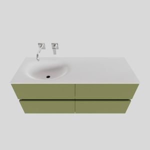 Badkamermeubel Solid Surface BWS Stockholm 120x46 cm Links Mat Groen 4 Laden (zonder kraangaten)