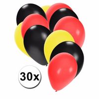 Ballonnen zwart/geel/rood 30 stuks