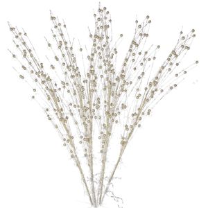 4x stuks gouden glitter kunstbloemen kunsttak 76 cm met LED verlichting