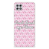 Samsung Galaxy A22 5G Silicone-hoesje Flowers Pink DTMP - thumbnail