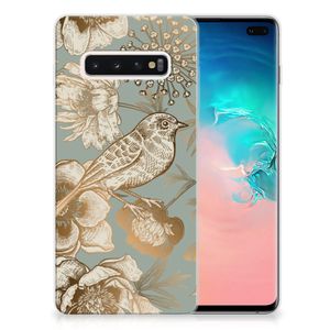 TPU Case voor Samsung Galaxy S10 Plus Vintage Bird Flowers