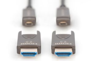 Digitus AK-330127-100-S HDMI-kabel HDMI Aansluitkabel HDMI-A-stekker 10 m Zwart 4K UHD, Afgeschermd (drievoudig), Flexibel, Afscherming totaal, Afgeschermd,