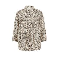 OBJECT blouse OBJHESSA met all over print en plooien beige
