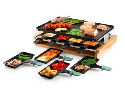 DOMO DO9246G Gourmetstel 8 pannen, Anti-aanbaklaag, Controlelampje Zwart, Hout