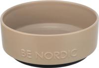 TRIXIE BE NORDIC 24527 Keramische hondenbak, 1200 ml, taupe, moderne voederbak voor grote honden, diameter 18 cm, keramische schaal met antislip rubberen coating