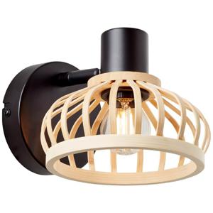 Brilliant Wandlamp Norah zwart met hout 99737/76