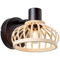 Brilliant Wandlamp Norah zwart met hout 99737/76 - thumbnail