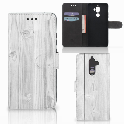 Nokia 7 Plus Book Style Case White Wood