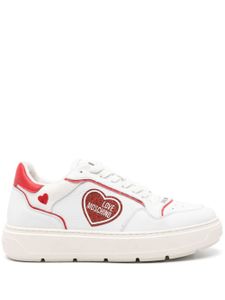 Love Moschino baskets en cuir à patch logo - Blanc