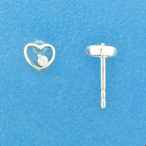 TFT Oorknoppen Hart Zirkonia Zilver Gerhodineerd Glanzend 5.5 mm x 6 mm